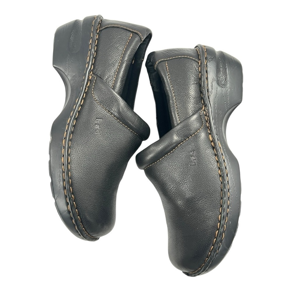 b.o.c. Dark Genuine Black Leather Casual Clogs Size 10 Like New Great For Work - Picture 6 of 7